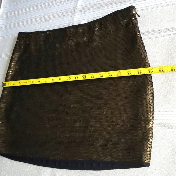 BCBG Maxazria New Skirt CATRINE Sequin Bronze Blackened Gold Mini Chic Party - Picture 7 of 13